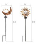 Dimensions of Two Pack Sun Moon Solar Garden Lights Outdoor Waterproof Metal Decorative Lamps With Heavy Bulb Base Solar Powered
