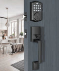 Matte Black Keypad Door Lock With Keyless Entry And Anti Peeking Password Auto Lock 50 Access Codes For Family And Guests