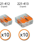 Lever Nut Wire Connector Set 221 Series 35pc Compact Splicing Kit With Case Includes 221-2401 221-412 221-413 221-415 connectors
