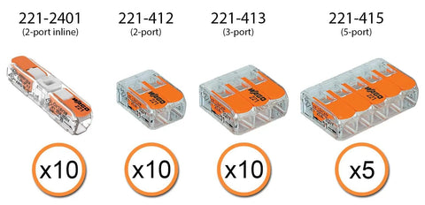 Lever Nut Wire Connector Set 221 Series 35pc Compact Splicing Kit With Case Includes 221-2401 221-412 221-413 221-415 connectors