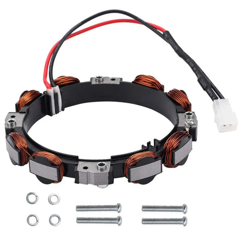 High Output Dual Circuit Alternator With Voltage Regulator for Lawn Mowers and Garden Tractors, featuring copper coils and wiring.