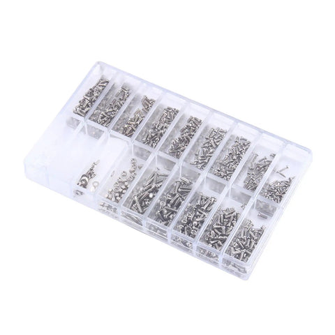 Legit Stainless Steel Micro Screw Nut Washer Assortment For Glasses Eyewear And Watches Jewelry Repair, 1000 pieces in clear organizer.