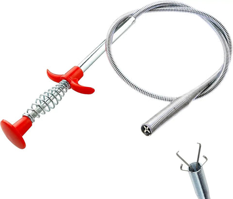 33 Inch Long Reach Drain Snake Hair Clog Remover Tool With Flexible Steel Grabber Claw For Sink Toilet Shower Bathtub Kitchen And Sewer Easy Unclogging Of Hair Debris And Blockages