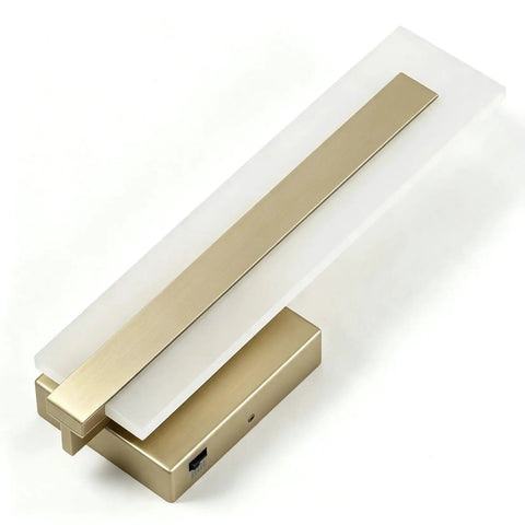 Tipace Hardwired Antique Bronze Modern LED Wall Sconce Indoor Wall Light with a sleek white shade and brushed brass finish.