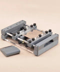 Desktop Manual PCB Solder Paste Printing Table For SMT Stencil Printing, Precision Mini Screen Printer For 150 By 150 mm PCBs shown at an angle.