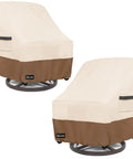 Outdoor Swivel Lounge Chair Cover 2 Pack Heavy Duty 600D Waterproof Patio Furniture Covers For Beefed Up Weatherproof Protection Fits Swivel Chairs Rockers Adirondack 30 X 34 X 38.5 Inches Beige And Brown
