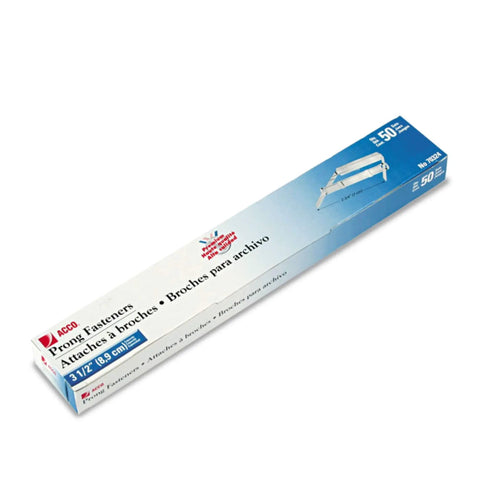 Heavy Duty Two Piece Paper Fasteners 3 1/2 Inch Capacity With Self Locking Steel Screws packaging view in a fifty pack.