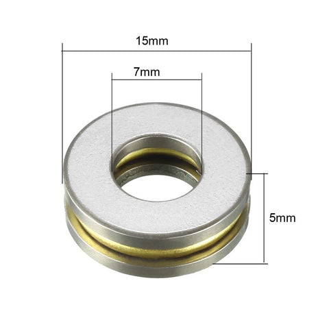 uxcell F7-15M thrust ball bearings, chrome steel, 7x15x5 mm, single direction, 4 pcs