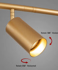 Close-up of adjustable head on 4 Light Gold Finish Flush Mount Ceiling Fixture With Rotating Heads, featuring 350° rotation.