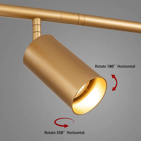 Close-up of adjustable head on 4 Light Gold Finish Flush Mount Ceiling Fixture With Rotating Heads, featuring 350° rotation.