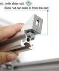 Close-up of hand installing 20 Sets 2020 Aluminum Extrusion T Slot Corner Brackets Kit With 40 M5 Bolts Nuts on aluminum rail