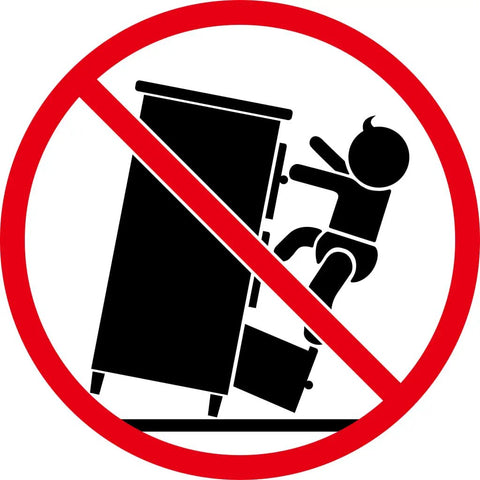 Safety warning for Industrial 5-Tier Engineered Wood Bookcase With Black Metal Frame White Finish Open Shelves