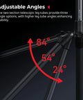 Adjustable Light Stand For Photography And Video Gear Up To 8.8 Lb Support 74.8 Inch Tall Studio Tripod angle adjustments.