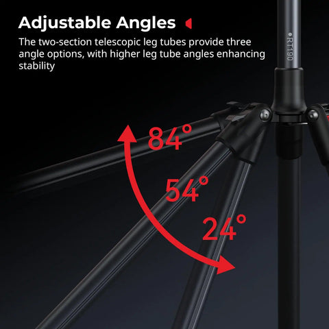 Adjustable Light Stand For Photography And Video Gear Up To 8.8 Lb Support 74.8 Inch Tall Studio Tripod angle adjustments.
