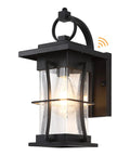 Smart Dusk To Dawn Outdoor Wall Light Fixture With Auto Sensor, black waterproof sconce with clear glass, anti rust for doorways