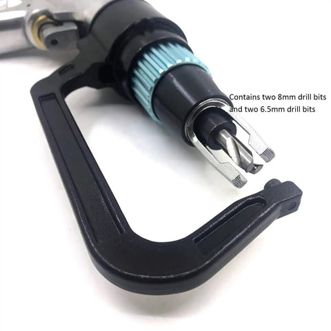 Air Powered Spot Weld Drill For Auto Body Sheet Metal Repair Pro Grade, 1800 RPM Welder With Four Bit Set, Precision Dent Removal Tool For Auto Restoration And Metal Fabrication, 6.5mm and 8mm bits