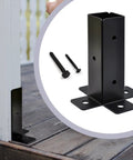 Four Pack Adjustable Half Column Post Base Brackets for 1.5x1.5, 2x2, 2x4, and 4x4 wood posts, shown installed on a deck.