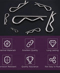 Stainless Steel Cotter Pin Set With 110Pcs R Clips Hairpins For Automotive And Machinery 304 Stainless Steel Fasteners
