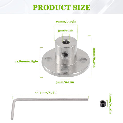 3mm Rigid Flange Coupling Connector Set For DIY RC Models with size dimensions, steel shaft coupler, electroplated finish, 4pcs pack