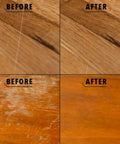Before and after results using Two Pack Wood Scratch Repair Kit For Furniture, Floors, Tables And Cabinets, Instant Drying Wood Touch Up Set With Light And Dark Color Tones, Easy Blend No Mess, Fast Acting Scratch Remover For Nicks And Discoloration.