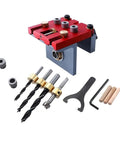 Multi Functional Woodworking Punch Positioner With Aluminum Alloy Tenon Locator For Precise Splicing And Plate Opening 3 In 1 Tool Setup with drill bits and accessories