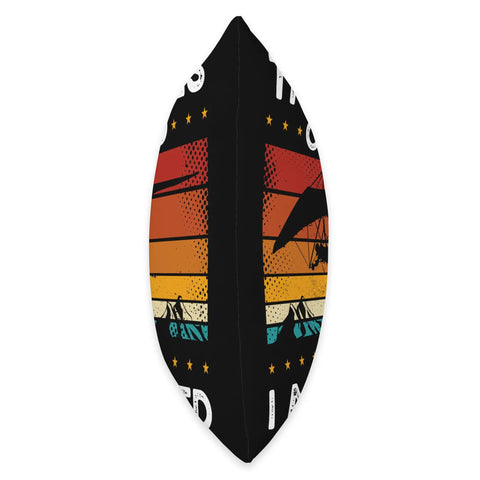 Side view of a hang gliding throw pillow for pilots and adventure seekers soaring flight art cushion with vibrant sky design