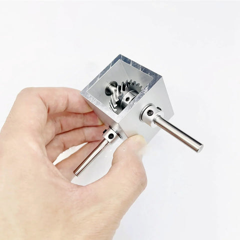 iDili 90° right-angle gearbox with 6mm shaft, aluminum alloy housing, visible worm gears