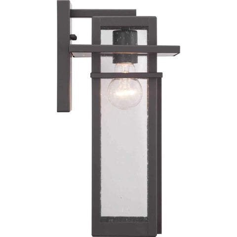 Boxwood Collection 1-Light Outdoor Wall Lantern with Clear Seeded Glass, Antique Bronze Finish, Craftsman Style