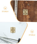 Miniature Iron Cabinet Hinges With Screws 40pcs for jewelry boxes and wood cases, gold finish, shown on wood and white backgrounds