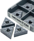 Heavy Duty Indexable Carbide Lathe Tool With TNMG160404 And IC908 Inserts arranged in a container, ideal for high speed external turning on steel.