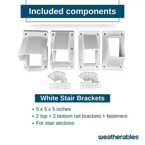 Stair Vinyl Railing Brackets Set For Porch And Deck Rail Systems Top And Bottom Classic Brackets For Stairs Fits Yorkshire And Bolton Vinyl Railing Kit White No Sweat Install