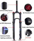 Air Front Mountain Bike Fork With 100mm Travel Rebound Adjustment Manual And Remote Lockout 26 27.5 29 Inches Illustrated Features