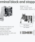 DIN Rail Terminal Block End Stopper Set, Built To Last, Screw Clamp Type End Brackets For 35mm Wide Rails, Insulating Nylon Construction