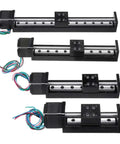 Mini T Linear Slide Stage With 50-300mm Stroke, Preinstalled 28mm Stepper, Compact Desktop Printer Ready Motion Platform For Small Automation Fixtures And Precise Linear Motion; black aluminum rail view