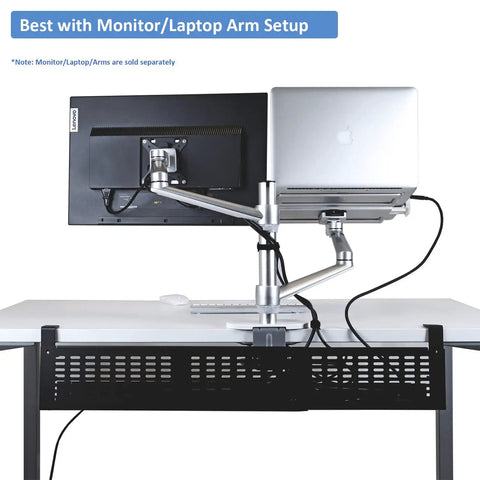 Under Desk Cable Management Tray Kit With Horizontal Design Extends Up To 41 Inches No Drill C Clamp Mount under monitors