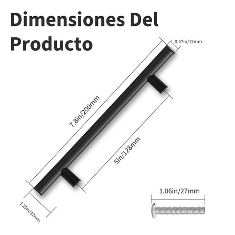 10 Pack Matte Black Cabinet Handles 7.8 Inch Pulls For Kitchen Cabinets And Drawers, 5 Inch Center Hole, Fingerprint Resistant Stainless Steel Hardware