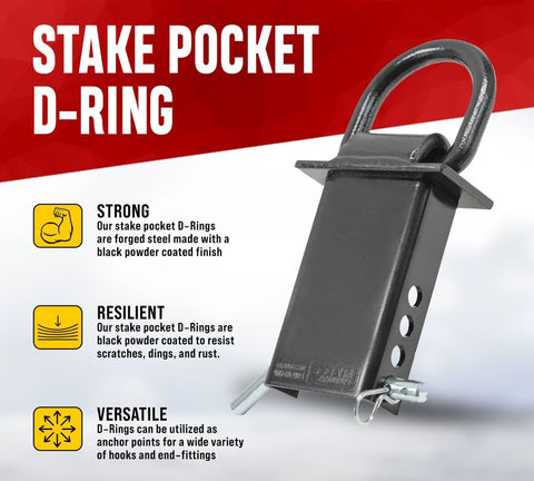 4 Pack 5 Eighths Inch Stake Pocket D Rings For Trailers And Flatbeds Heavy Duty Adjustable Tie Down Anchors With Hitch Pin 4 Holes
