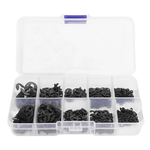 E Clip Assortment Kit With 580 Pieces Stainless Steel E Type Retaining Rings In Storage Box for Secure Fixing on Grooved Shafts