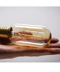 Old School Retro Edison Style T45 25W Dimmable Light Bulbs E26 Base Four Pack Amber Glass Warm Yellow Tungsten Filament Lamps