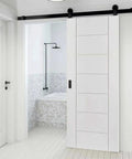 Sliding barn door with Recessed Finger Flush Pulls for Cabinets and Doors - 4.72 Inch Black Stainless Steel Brushed Rectangular Door Pull Hardware