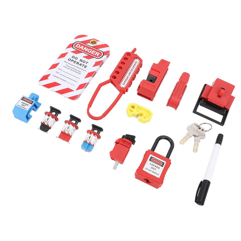 All In One Electrical Lockout Tagout Kit With 8 Locks And 6 Hole Hasp, Nylon PA Circuit Breaker Lockout Devices, 1 Hasp, 1 Padlock