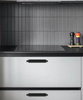 Kitchen with Self Stick Instant Cabinet Handles 10 Pack No Drill Drawer Pulls 5.82 Inches With Adhesive Stick On visible on drawers.