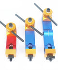 Universal Adjustable Mill Workpiece Stop Positioner Dead Nuts Precise Lathe Milling Locator Tool in red, blue, and gold finishes.