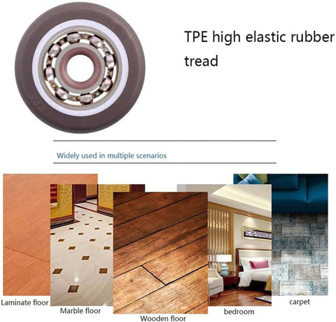 Fixed 1 Inch Caster Wheels 8 Pack With Silent Bearing Metal Top Plate And TPE Rubber Low Profile Casters tread for various floors
