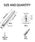 Killer M8x50 Hanger Bolts With T-Nuts For Wood Furniture Joinery Featuring Double Headed Self Tapping Screws and size details.