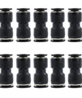 Plug And Play Push To Connect Pneumatic Fittings Half Inch To Half Inch Straight Quick Adapter For Air Lines No Tools Required Durable PET Body Suitable For PU PA PE PVC Tubing Leak Free Seal Pack Of 10, 10 black 1/2-inch straight connectors