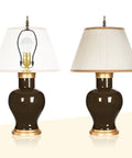 2 Pieces Bronze Lamp Finials 3.4 Inch Tall With Cleaning Cloth For Table And Floor Lamps Retro Vibe Shade Holder Cap Knob Nuts Decorative Lighting Fixture Accessories One Eighth IP Thread And One Quarter Twenty Seven Thread installed on lamps.