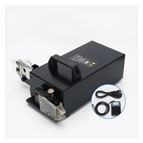 Heavy Duty Electric Cable Crimping Tool With Auto Wire Stripping And Cutting Functions. Includes 9 Precision Dies for efficient terminal work.