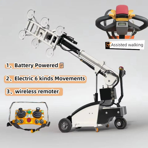Heavy Duty Electric Glass Vacuum Lifter And 600 Lb Load Capacity Suction Hoist With Wireless Remote Controller, battery powered with remote.