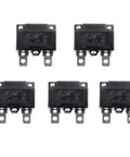 Five Auto Reset Thermal Circuit Breaker 25A 125 To 250V AC 32V DC Single Pole Overload Protector Switches, front view